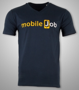 V-Neck Shirts für Mitarbeiter von mobileJob.com [Flexdruck]